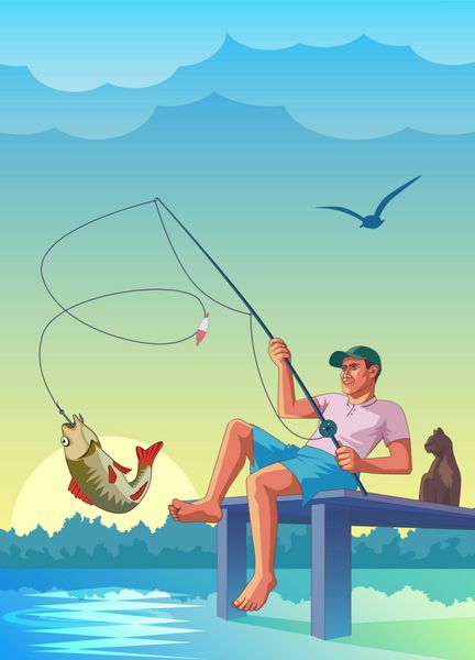 ماهیگیر ماهیگیری اسکله گربه