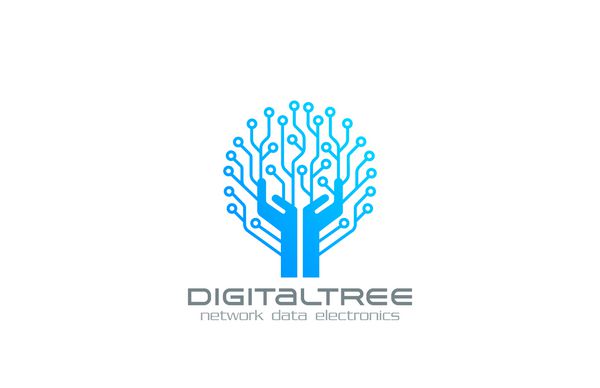 دیجیتال درخت آرم طراحی شبکه فن آوری طراحی وکتور دما