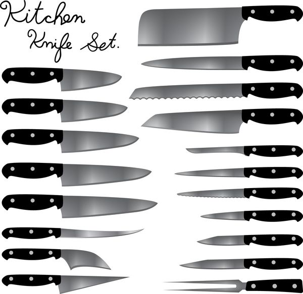 چاقوی آشپزخانه را روی زمینه سفید جدا کنید