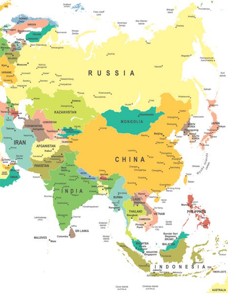 آسیا نقشه تصویر نقشه آسیا تصویر برداری کاملاً دقیق