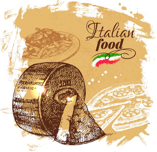نقشه کشیده شده پس زمینه غذای ایتالیایی تصویر زمینه