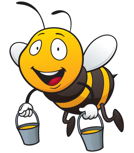 تصویر برداری از کارتون زنبور عسل نگهدارنده سطل