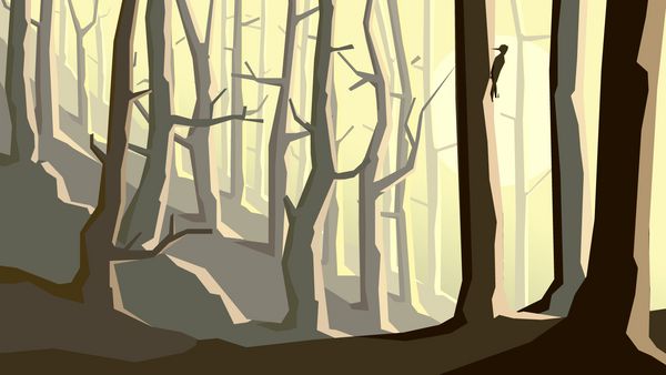 تصویر افقی جنگل کارتونی در تپه