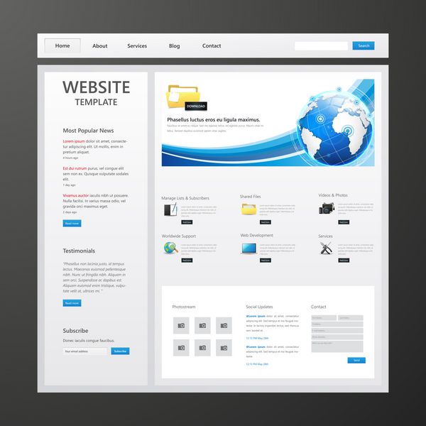 طراحی وب سایت وکتور کسب و کار Eps 10