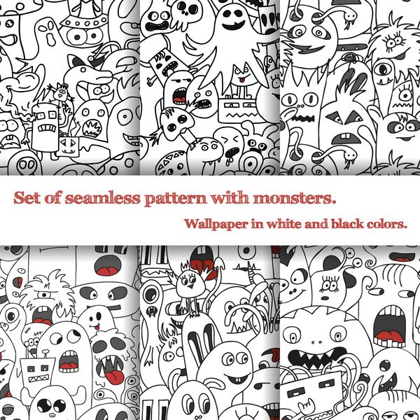 مجموعه ای از شش الگوی بدون درز با هیولاهای ابله