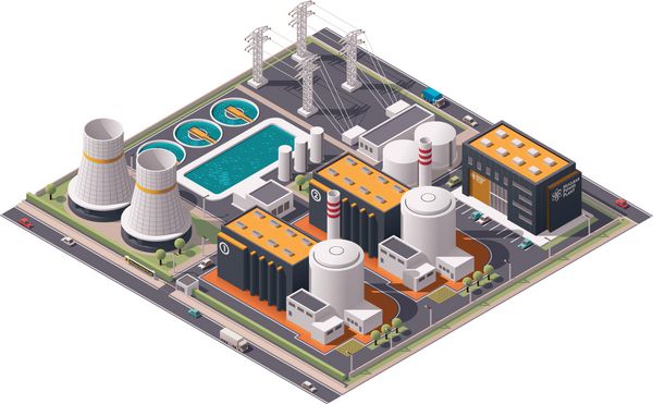 آیکون نیروگاه هسته ای ایزومتریک ایزومتریک