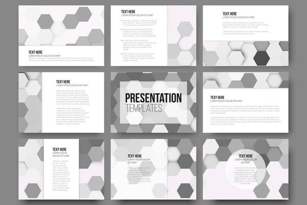 مجموعه 9 قالب برای اسلایدهای ارائه خاکستری هندسی