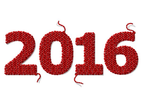 سال نو 2016 پارچه بافتنی جدا شده بر روی زمینه سفید