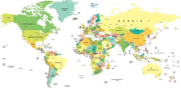 نقشه جهانی تصویر برداری کاملاً دقیق