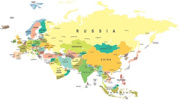 نقشه اوراسیا تصویر برداری کاملاً دقیق