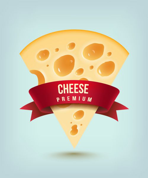 پنیر با روبان قرمز تکه پنیر با سوراخ