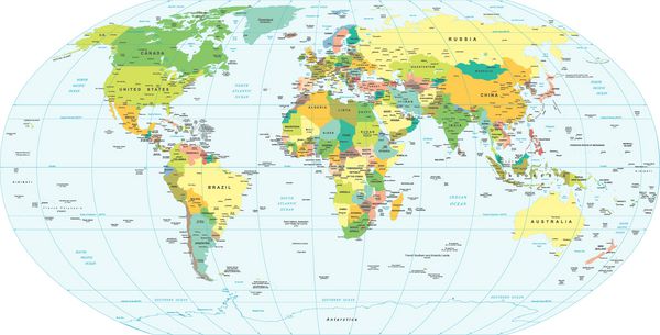 نقشه جهانی تصویر برداری کاملاً دقیق