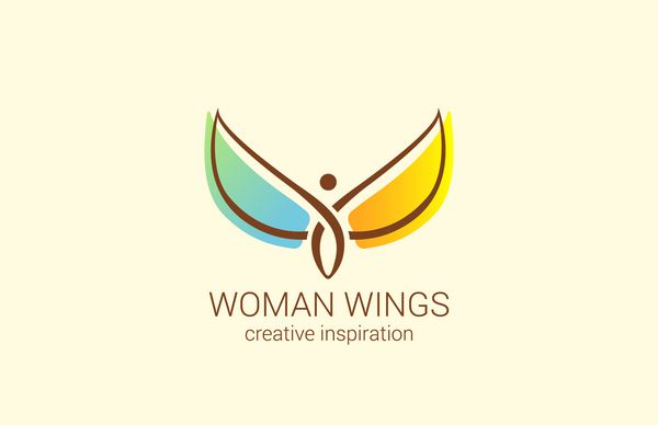 پرواز زن با Wings Logo طراحی انتزاعی طراحی مد