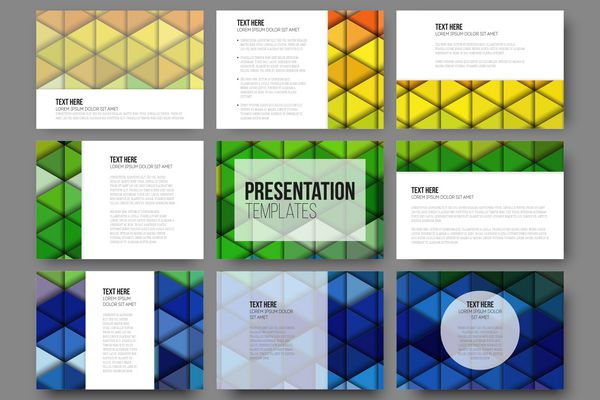 مجموعه 9 قالب برای اسلایدهای ارائه انتزاع پر جنب و جوش