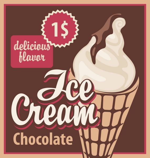 بنر با بستنی با شکلات به سبک یکپارچهسازی با سیستمعامل