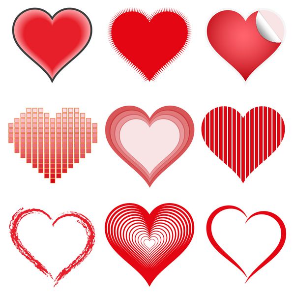 مجموعه ای از قلب های نمادین