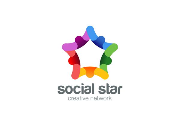 وکتور طراحی لوگوی ستاره اجتماعی نماد مفهوم تیم تجاری