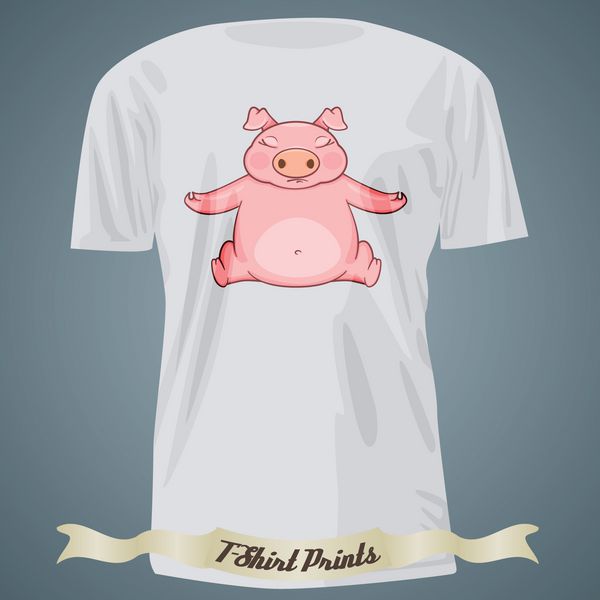 طراحی تی شرت با کارتون خوک یوگا