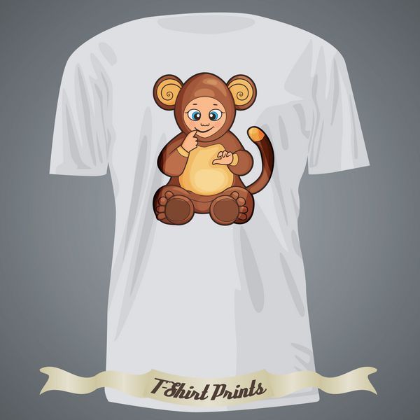 طراحی تی شرت با کارتون میمون کودک زیبا