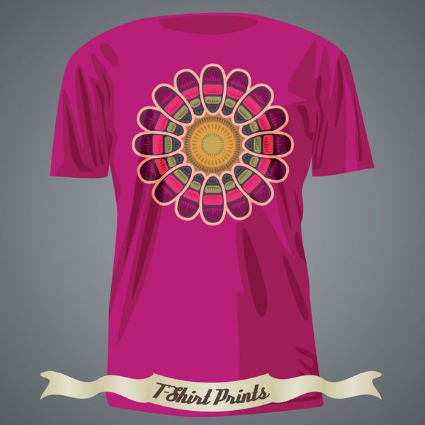 طراحی تی شرت با گل رنگارنگ انتزاعی