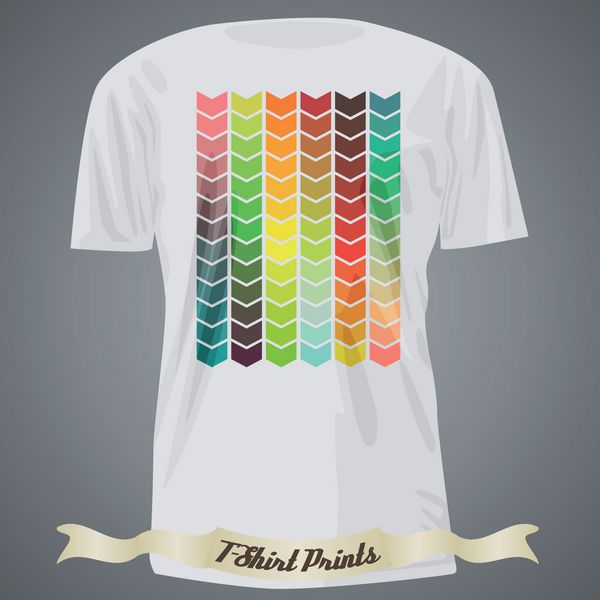 طراحی تی شرت با فلش های رنگارنگ انتزاعی