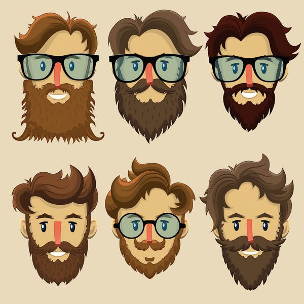 شخصیت های Hipster خرده فرهنگ مدل موهای یکپارچهسازی با سیستمعامل چهره های ریش