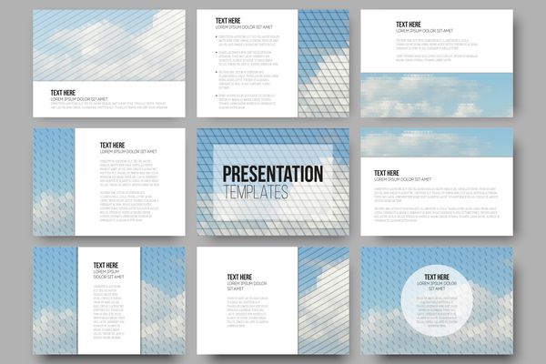 مجموعه 9 قالب برای اسلایدهای ارائه آسمان ابری آبی