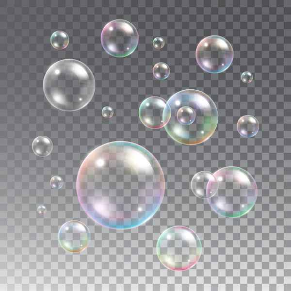 وکتور حبابهای رنگی شفاف و رنگی شفاف بر روی تابلو نصب شده است