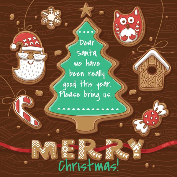 کارت تبریک کریسمس با کوکی های زنجبیل