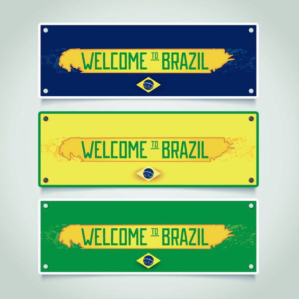 طراحی بنر با نوار و کتیبه فرسوده به برزیل خوش آمدید وکتور eps 10