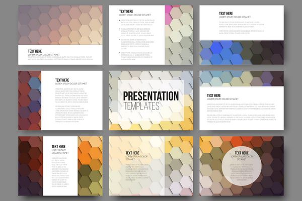 مجموعه 9 قالب برای اسلایدهای ارائه هندسی رنگارنگ