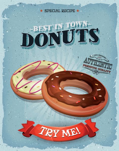 پوستر Donuts Grunge و پرنعمت آمریکایی