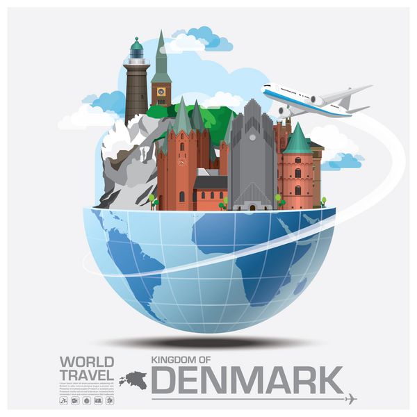 دانمارک نشانه جهانی سفر و سفر اینفوگرافیک