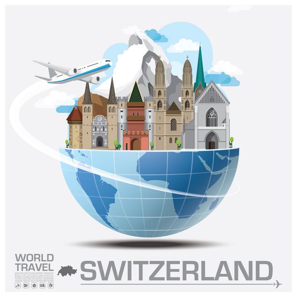مسافرتی سوئیس نشانه جهانی سفر و سفر اینفوگرافیک