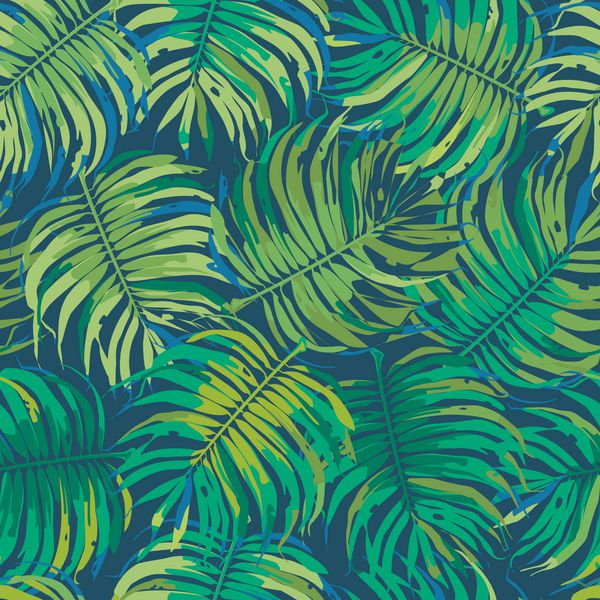 Palm Leaves Tropic الگوی وکتور بدون درز