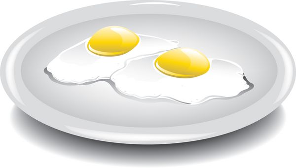 تصویر دو تخم مرغ از روی یک بشقاب آسان