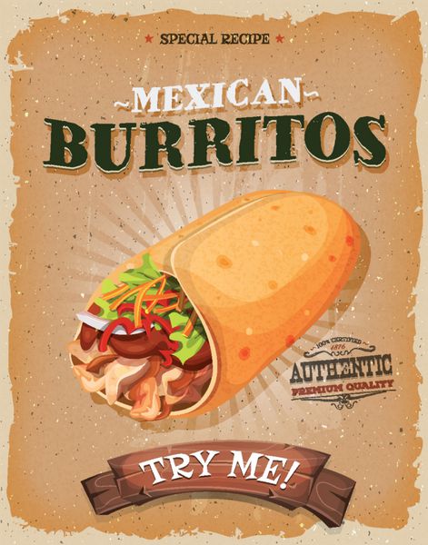 پوستر Burritos مکزیکی گرانج و پرنعمت