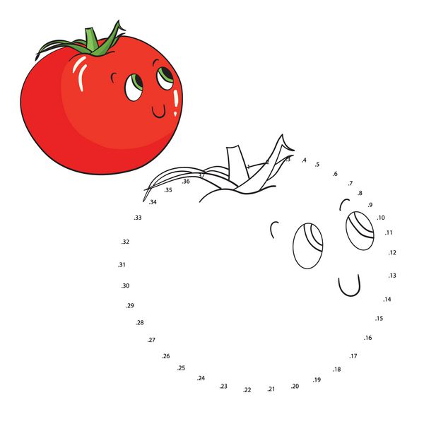 بازی آموزشی اتصال نقاط نقاشی بردار گوجه فرنگی