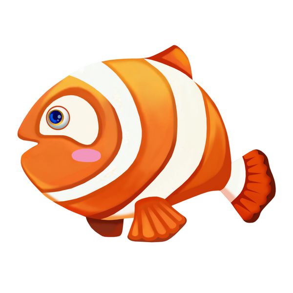 تصویر مجموعه عناصر ماهی زیبا سبک زندگی کارتونی واقع بینانه