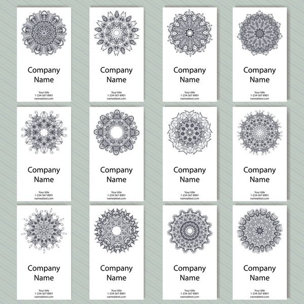 مجموعه ای از شش کارت ویزیت الگوی پرنعمت به سبک یکپارچهسازی با سیستمعامل با ماندالا رسم اسلام عربی هندی الگوی توری