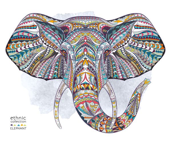 قشر طرح دار قومی طرح فیل در زمینه پس زمینه گرنج طراحی آفریقایی هندی توتم کوبی برای چاپ پوستر تی شرت استفاده کنید