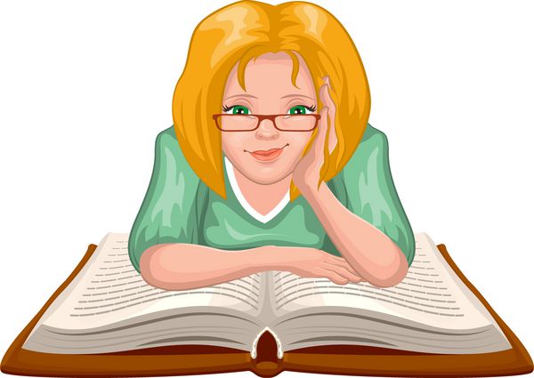کتاب خواندن زن زن جوان در عینک دست های خود را روی یک کتاب باز گذاشت
