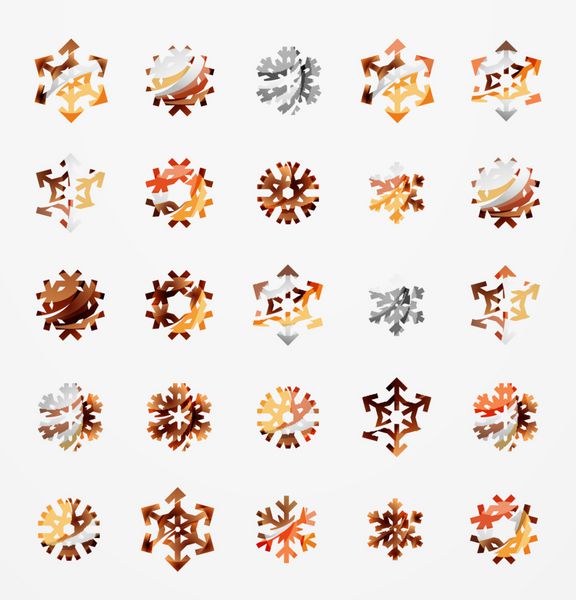 مجموعه ای از آیکون های آرم های رنگارنگ انتزاعی رنگارنگ آرم مفاهیم زمستانی طراحی هندسی مدرن تمیز
