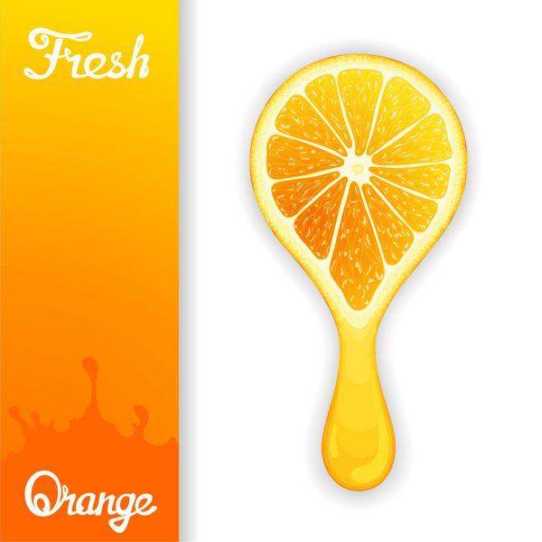 نیمی از پرتقال سبک شده که از آن آب تازه را فشرده می کند عناصر طراحی آبدار