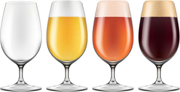 شیشه ظریف هنر و صنعت در چهار نسخه برای lager ember ale و حیرت انگیز با یک خالی نیز گنجانده شده است وکتور عکس واقع گرایانه