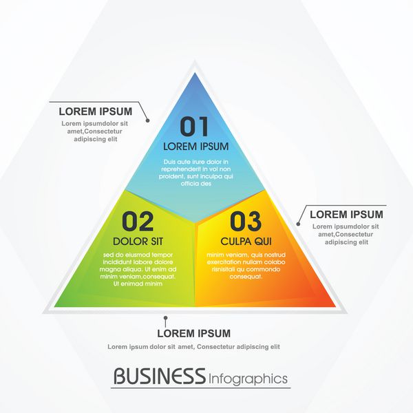 عناصر اینفوگرافیک رنگارنگ به شکل مثلث برای Business