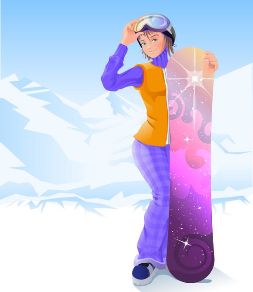 دختر و اسنوبورد ورزش زمستانی