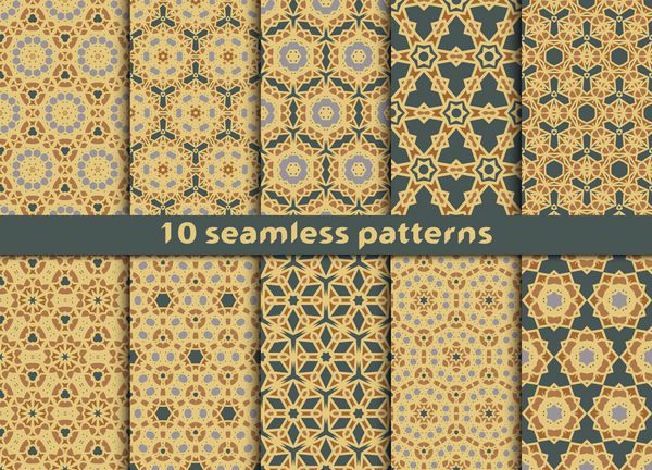 مجموعه ای از ده الگوی هندسی بدون درز چاپ مد با Swatch