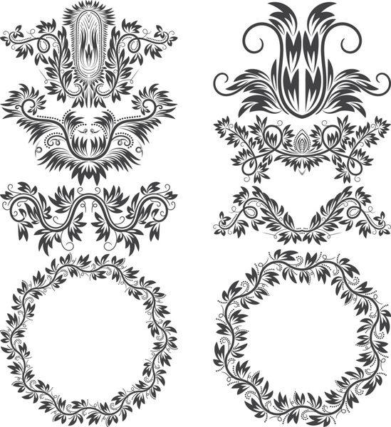 عناصر زینتی و قاب های گرد طرح دار برای طراحی کوبی گل به سبک پرنعمت