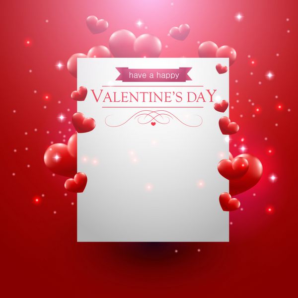 کارت روز ولنتاین را با کاغذ در یک پس زمینه قرمز لکه دار می کنید